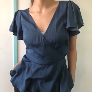 SHOP CLOSING LOFT Silk Peplum Wrap Blouse